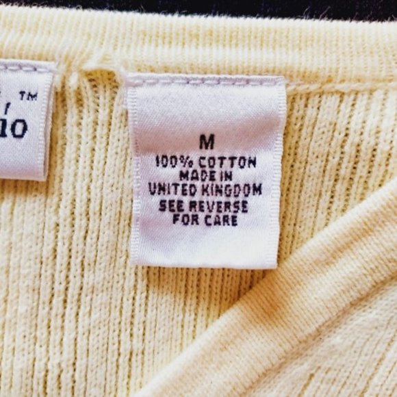 MADISON STUDIO SOFT YELLOW PUFF SLEEVE FEMININE BUTTON UP SWEATER SIZE M - Picture 8 of 9